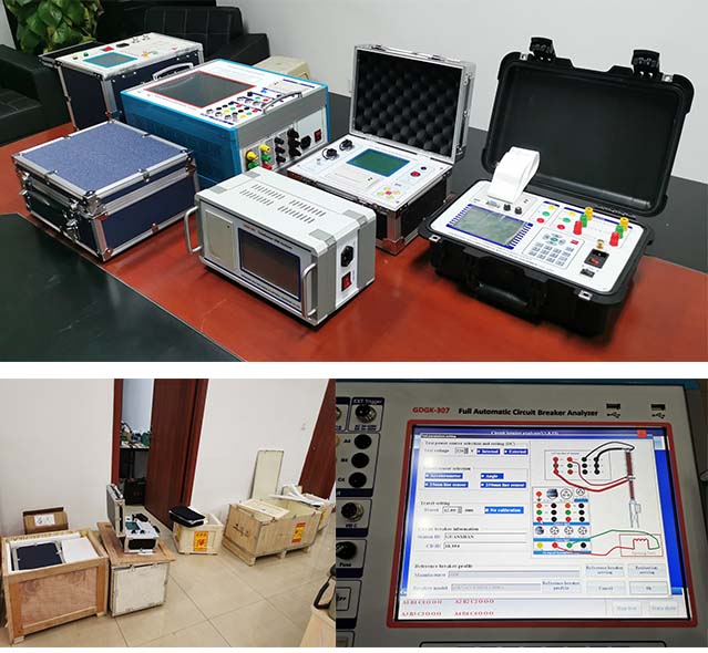 Cinco conjuntos de equipos de pruebas eléctricas listos para el envío